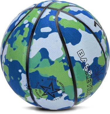 Баскетбольний м'яч Jicsetk, розмір 5/7, міні-баскетбольний м'яч для дітей, спортивний м'яч для гри на вулиці та в приміщенні (камуфляжний синій, 5)