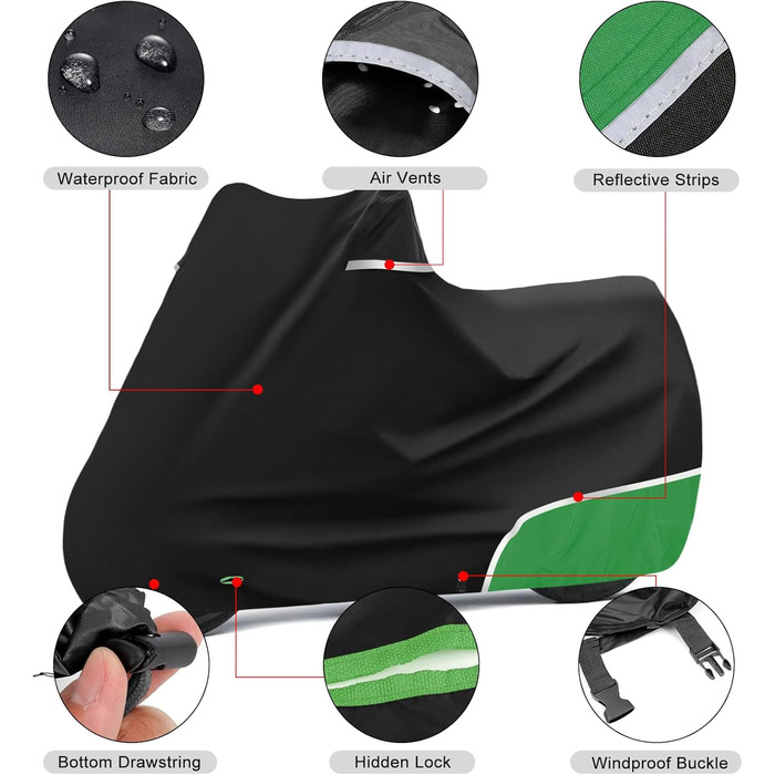 Водонепроникний чохол для мотоцикла Kawasaki Z650 / Z-серія, захисний зимовий тент з міцної тканини 420D Oxford, сіро-зелений