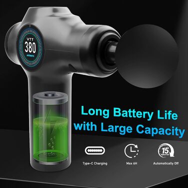 Масажер Behogan: 99 режимів, 8 насадок, LCD-дисплей, USB-C зарядка для спорту та офісу
