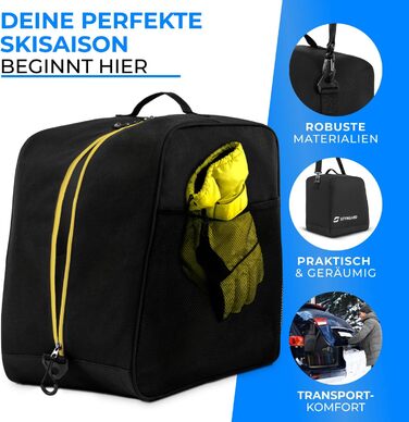 Чохол для лижних черевиків STYNGARD Cortina (38 л) - сумка для лижних черевиків з аксесуарами (чорний-жовтий)