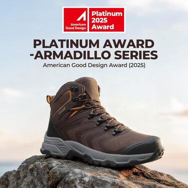 Чоловічі водонепроникні трекінгові черевики NORTIV 8 для хайкінгу, кемпінгу та активного відпочинку. Розмір 43 EU, колір коричневий.