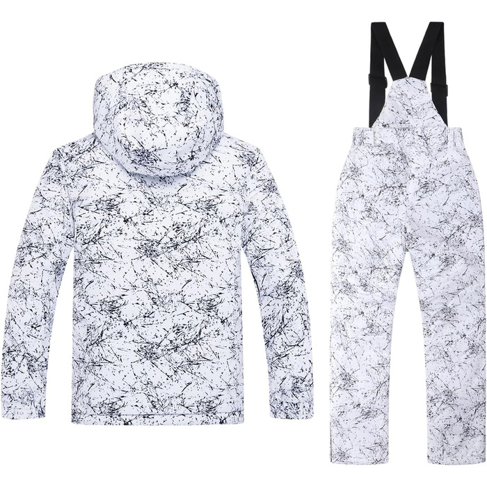 Дитячний сніговий костюм для лижного спорту: штани та куртка, водонепроникний, для хлопчиків та дівчаток, білий/квітковий принт, розмір 14-16