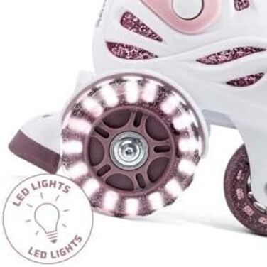 Дитячі ролики Cariboo для початківців, регульовані, 2 розміри, з навчальними колесами, рожеві, для дівчаток, балерина (31-35, рожево-сливовий)