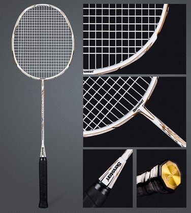 Набір для бадмінтону Senston Graphit: ракетки, сумка та 6 нейлонових воланів (біло-чорні)