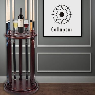 Стійка для київ для більярдних київ Collapsar – 9 відділень, масивне дерево, підлоговий стійка (Бургунді)<br>