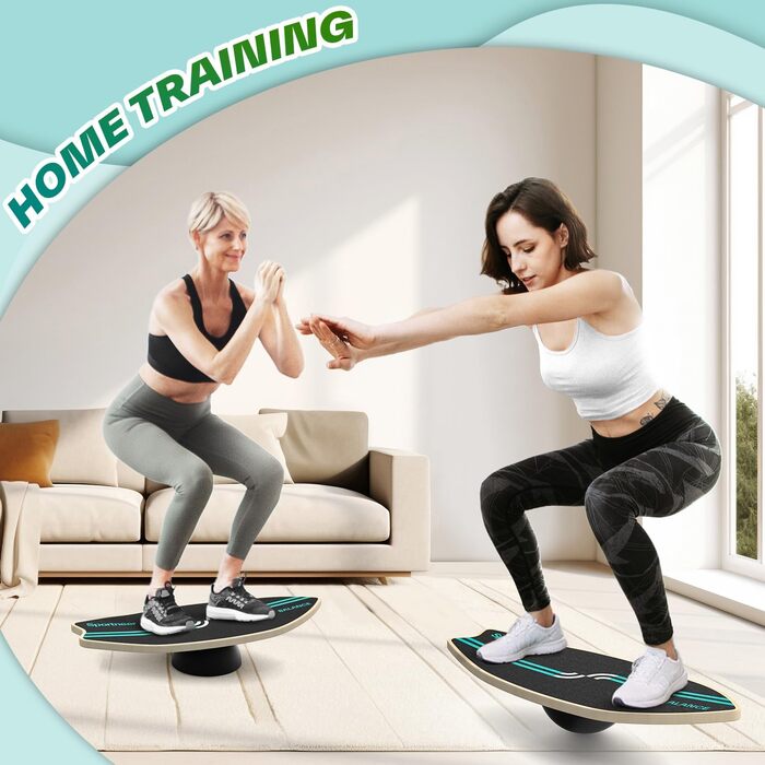 Балансборд Sportneer Surfin 8-в-1 для дорослих – тренажер рівноваги з роликом, м'ячем та півсферою. Підходить для core-тренінгу, серфінгу, катання на лижах та реабілітації. Безпечний, антиковзкий, чорний, 200 кг