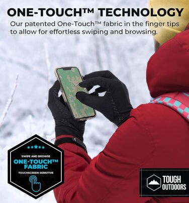 Теплі терморукавички з сенсорним екраном для зими - чорні вставки для рукавичок, підходять для SMS, їзди на велосипеді, водіння авто для чоловіків та жінок - тонкі, легкі, XL