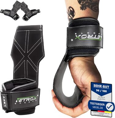 Шкіряні лямки для тяги NetroxSports Hyper Grips – зручні ремені для кросліфтингу, бодібілдингу, фітнесу та тренажерного залу, захист зап'ясть, посилення хвату, для чоловіків і жінок