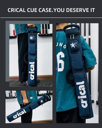 Кейс для більярдних київ CRICAL, 2 x 2 жорсткі кишені для снукеру, з штучної шкіри/оксфордського канвасу (синій)