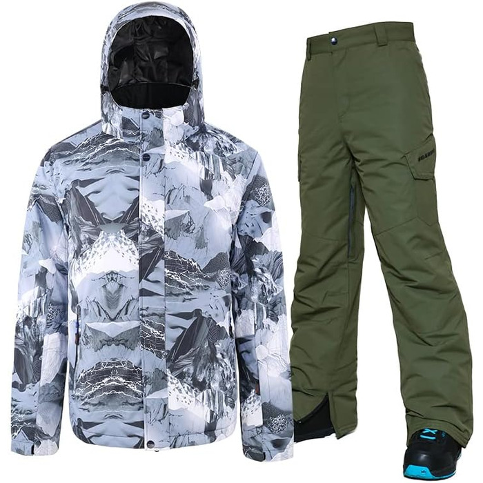 Чоловічий зимовий костюм для сноубордингу та катання на лижах, водонепроникний та вітронепроникний, для туризму та альпінізму (M, зелений)