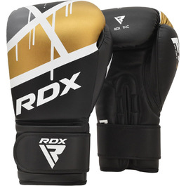 Боксерські рукавички RDX EGO для Муай Тай, кікбоксингу та MMA, шкіра Maya Hide, тренувальні, 8-16oz, чорні з золотом, для дорослих