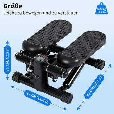 Міні степер 2-в-1 з тросами та LCD-дисплеєм для дому - регульований опір, фітнес для ніг та рук
