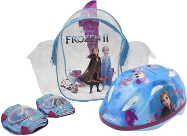 Дитячий захисний комплект Disney Frozen II: велосипедний шолом 51-55 см, наколінники, налокітники, сумка