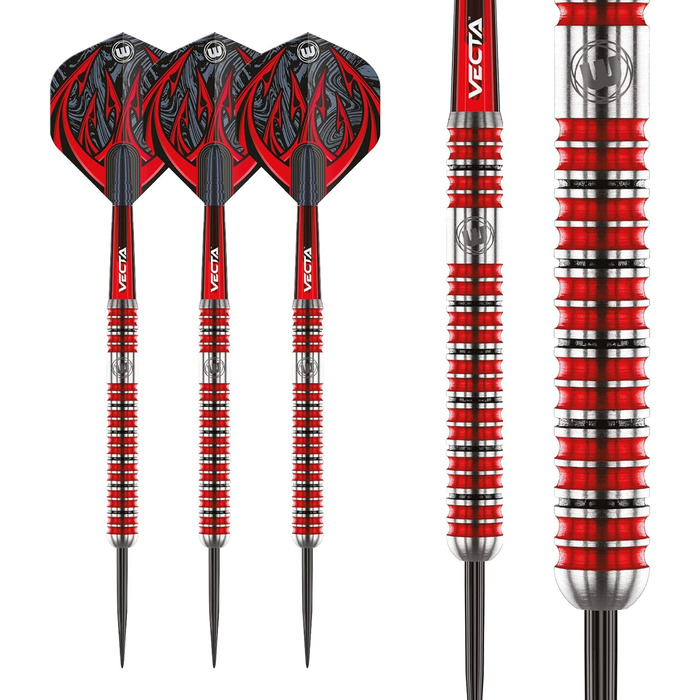 Дартс WINMAU Diablo професійний, сталевий наконечник, вольфрам, 23 г, з крилами та стрижнями (паралельний)