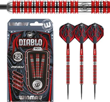 Професійні дротики для дартсу WINMAU Diablo 24 г, сталевий наконечник, вольфрам, з оперенням і хвостовиками, паралельні