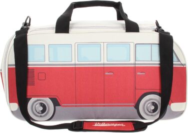 Сумка через плече BRISA VW у вигляді ретро-автобуса Volkswagen T1 Bulli, спортивна, червоно-бежева, 50x25x26 см