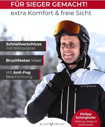 Шолом гірськолижний BLACK CREVICE Gstaad з візором (Navy/Orange) | Полікарбонат, регулювання розміру 51-53 см