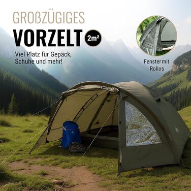 Намет WANDERFALKE® для 2-4 особи, водонепроникний (4000 мм), ультралегкий, з невеликим об'ємом у складеному стані. Сімейний намет з тамбуром для кемпінгу, подорожей, риболовлі. Підходить для теплої та холодної погоди (CAMP 4)