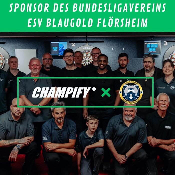 Чохол для дартсу Champify® чорний, жорсткий кейс із системою фіксації для 3 дротиків (стілдарти чи софтдарти), додаткові кишені для аксесуарів