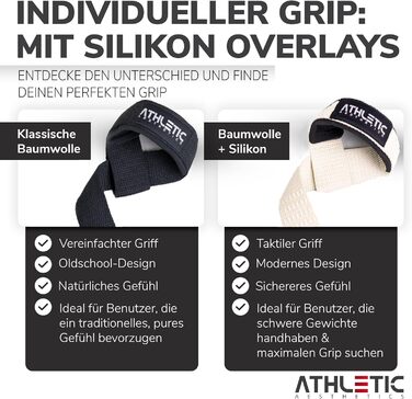 Підтримка для тяги Athletic Aesthetics - Професійні ремені для підйому ваги 60 см для фітнесу, важкої атлетики, станової тяги - Пара ременів для жінок та чоловіків, Бежевий (Силікон)