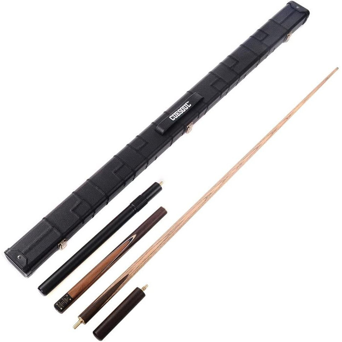 Снукерний кий CUESOLL класичний ручної роботи, 57 дюймів, 18 oz, з ручкою з рожевого дерева, з'єднання 3/4, телескопічне подовження з алюмінію, етиу з штучної шкіри, наконечник 9,5 мм, Снукерний кий-сет (CSSC011)