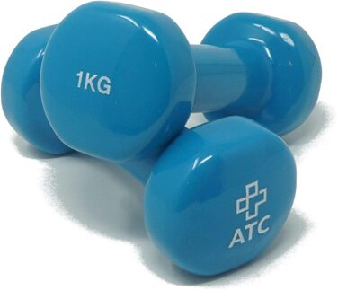 Вінілові гантелі 1 кг, 1 пара ATC Handels GmbH для фітнесу, аеробіки, реабілітації та силових тренувань