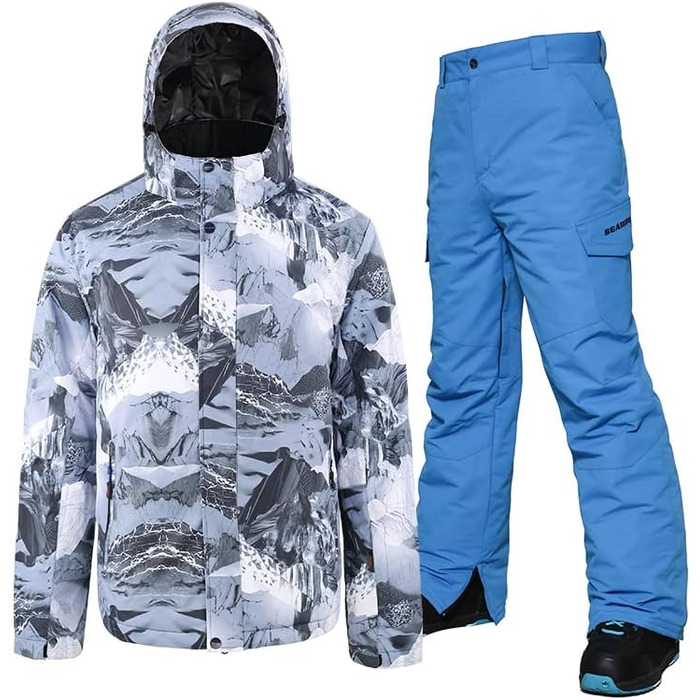 Чоловічий зимовий комбінезон для сноубордингу та катання на лижах. Водонепроникний, вітронепроникний, ізольований. Розмір M, колір блакитний