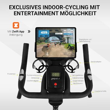 Велотренажер MSPORTS Elite Black Series з Bluetooth, 20 кг маховик, безшумний ремінний привід, фітнес-тренажер для дому
