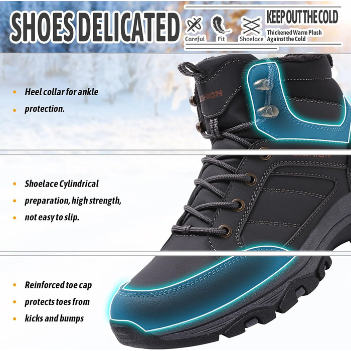 Черевики для туризму Littleplum Wanderschuhe, чоловічі, легкі, трекінгові, зимові, сірі, 39 EU CX