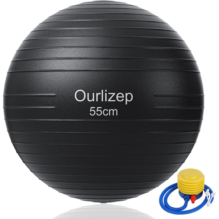Гімнастичний м'яч Ourlizep 55/65 см з насосом для фітнесу, йоги, офісу та вагітних
