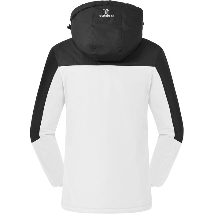 Зимова куртка Rdruko для сноуборду та гірськолижного спорту: тепла, водонепроникна, з капюшоном, Softshell, чорно-біла, XXL