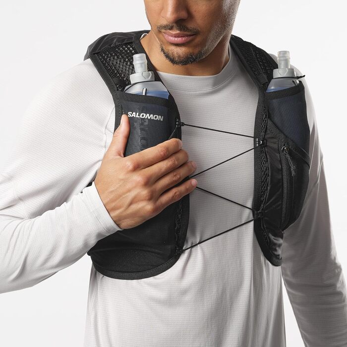 Гідратаційний жилет Salomon Active Skin 8 для бігу, трекінгу та MTB, унісекс, з пляшками, розмір S, чорний