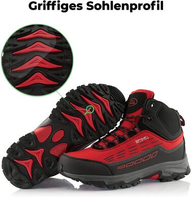 Черевики для піших прогулянок для жінок та чоловіків, водонепроникні зимові черевики (36 EU, червоний, чорний)