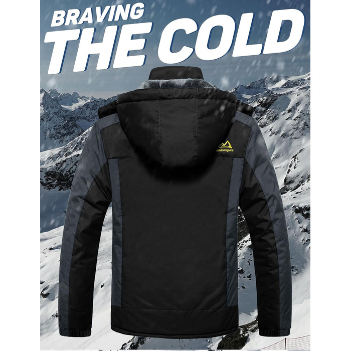 Чоловіча флісова куртка MAGCOMSEN на зиму. Тепла, з підкладкою, для катання на лижах, туризму та кемпінгу. Вітро- та водонепроникна, з капюшоном. Розмір XL, чорно-сіра.