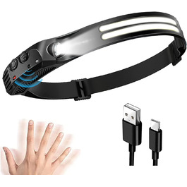 Фронтальний ліхтар GSY LED з перезаряджанням, 2 COB LED, 1000 люмен, сенсор, вологостійкий, 230° світловий потік