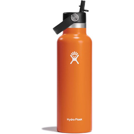 Термобутилка HYDRO FLASK 621 мл з соломинкою, нержавіюча сталь, вакуумна ізоляція, для гарячих і холодних напоїв, герметична кришка