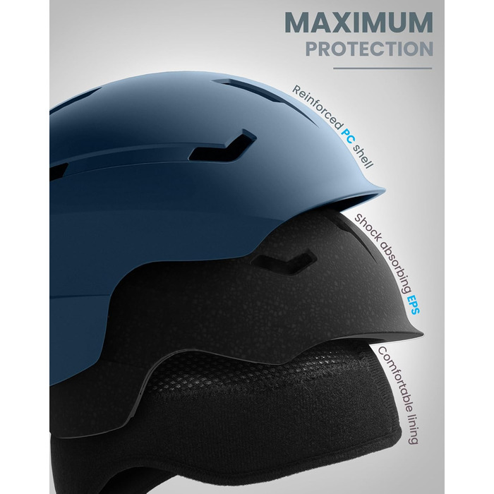 OutdoorMaster лижний шолом з маскою для дорослих, чоловіків, жінок та підлітків, 12 вентиляційних отворів, для сноуборду та лиж