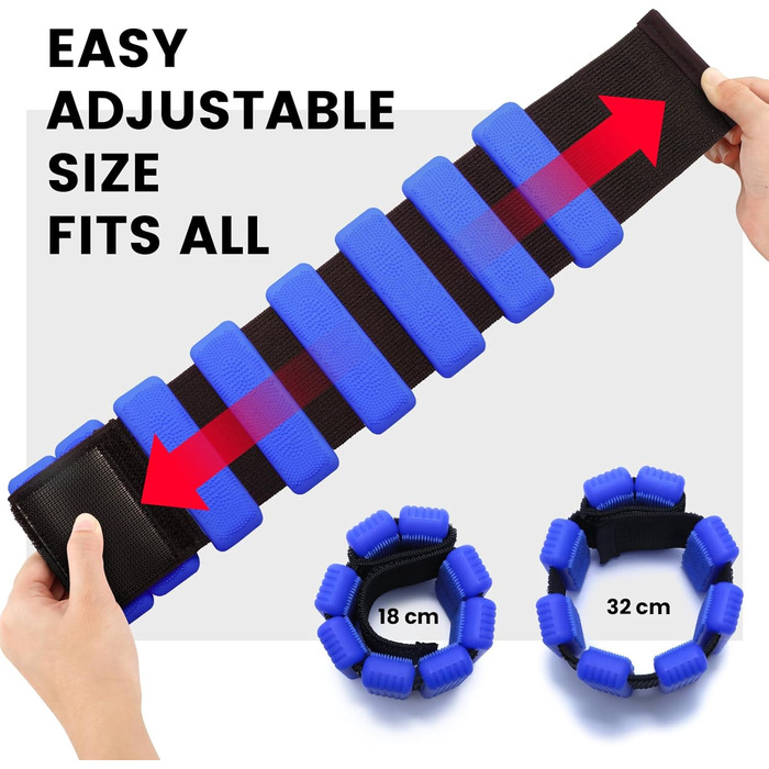 Ваги для ніг та рук, регульовані | Набір 2 шт (1 кг пара, 0,5 кг кожний) | Силіконові ваги на зап'ястя для жінок | Йога, пілатес, танець, балет, біг, плавання, кардіо (блакитні)