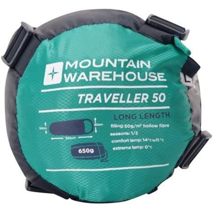 Сплячий мішок Mountain Warehouse Traveller 50 - блакитно-зелений, 220 x 80 x 50 см