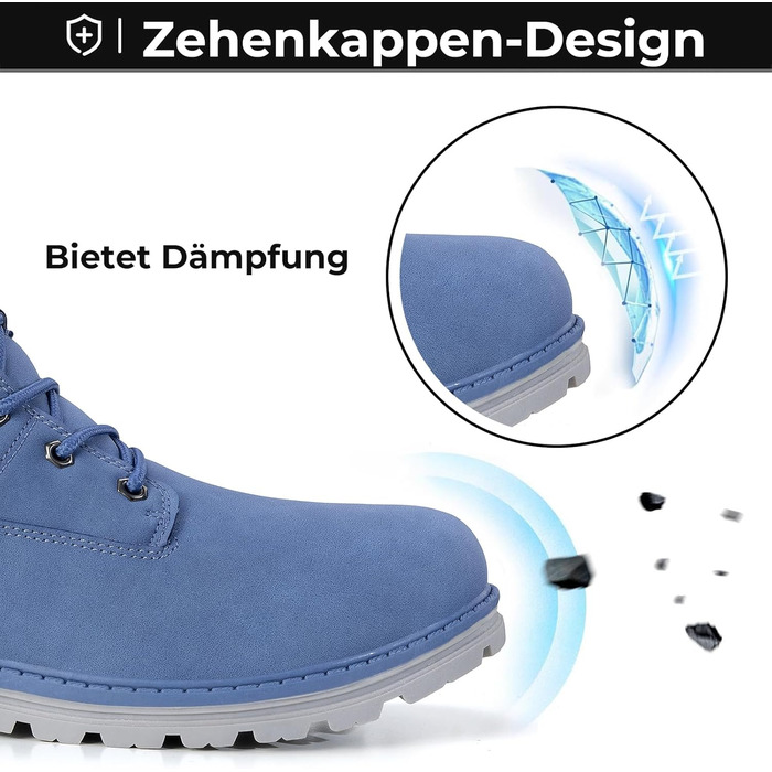 Зимові черевики Mishansha для чоловіків та жінок. Теплі, з підкладкою, зимові чоботи для активного відпочинку. Розміри 36-48 EU, колір блакитний.