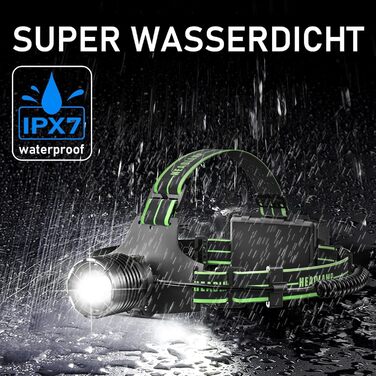Кепка-ліхтар Sogdeco LED, перезарядна, 90000 люменів, 7800 mAh, 10 режимів, з датчиком та червоним світлом, водонепроникна IPX7, для кемпінгу, походів, риболовлі, зелений