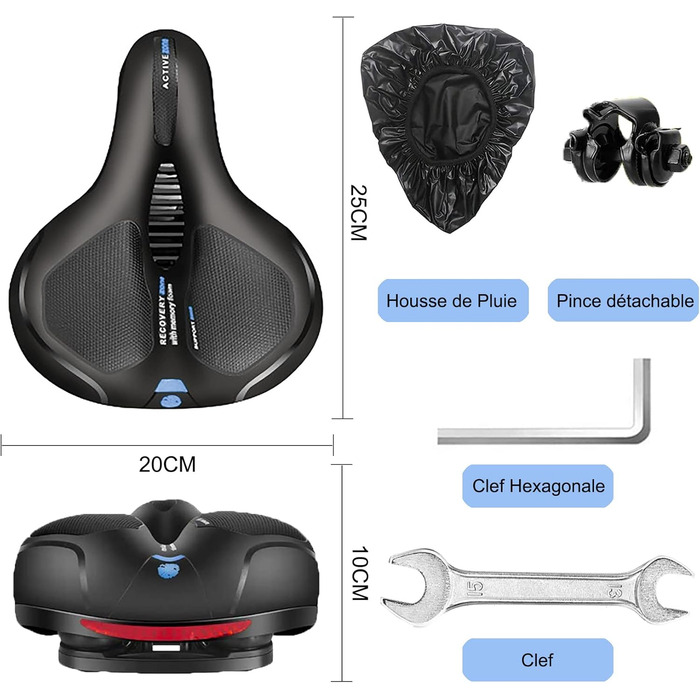 Зручний велосипедний сидіння BELSVOR з подвійною пружиною, ергономічне, для гірського велосипеда/MTB/велосипедів/складних велосипедів, з інструментом