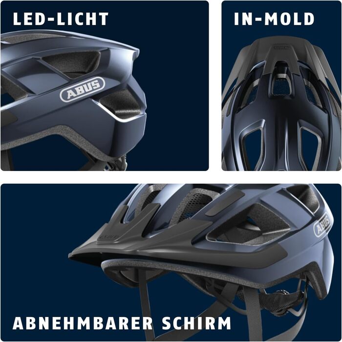 Велосипедний шолом ABUS Aduro 3.0 LED зі стильним дизайном, заднім ліхтарем, для міста і спорту, унісекс