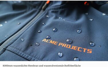 Чоловіча водонепроникна куртка Softshell Acme Projects з флісовою підкладкою, знімним капюшоном та YKK-застібкою для походів та кемпінгу, колір чорний, розмір L