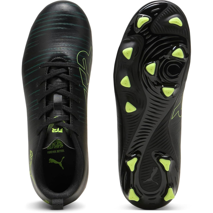Дитячі футбольні бутси PUMA Future 8 Play FG/AG для дітей, біло-чорно-червоні (38.5 EU), Puma Black Fizzy Light Green Terrain