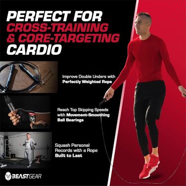 Сталевий швидкісний скакалка для дорослих (чоловіків та жінок) для HIIT, MMA та фітнесу, регульована, з сумкою для перенесення