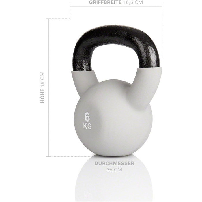 Гиря Sport-Tec 6 кг, сіра – для фітнесу, бодібілдингу, тренувань