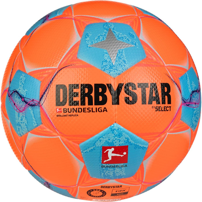 Футбольний м'яч Derbystar Bundesliga Brillant Replica помаранчево-блакитний, висока видимість