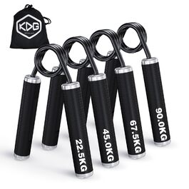 Тренування для рук KDG: набір 4 або 6 шт. (22.5-157.5 кг), металевий тренажер для хвату, неслизький, для розвитку м'язів та реабілітації рук, чорний