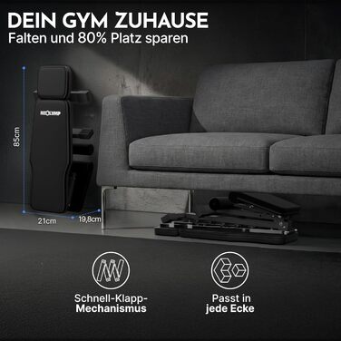 Hantelbank NEOLYMP для дому, до 450 кг, складна та регульована, карбоновий дизайн, 72 положення, з Ebook та доступом до додатку - ідеально для жиму лежачи та силових тренувань